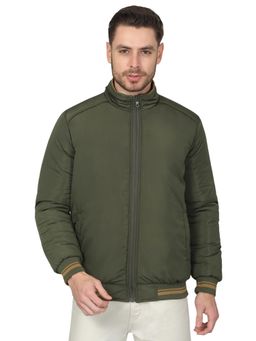 Cantabil - Men Solid Olive Green Casual Reversible Jacket