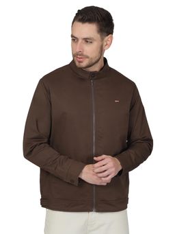Cantabil - Men Solid Dark Brown Casual Jacket