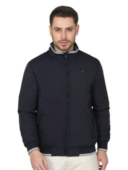 Cantabil - Men Solid Navy Blue Casual Reversible Jacket