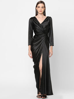 MISH - Black V Neck Wrap Maxi Dress