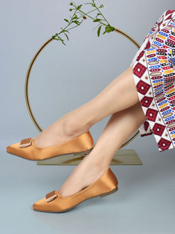 Iconics - Womens Fashionable Tan Color Solid Ballerinas