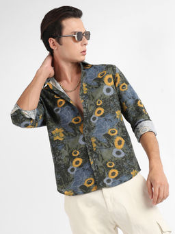 Campus Sutra - Men Multi-Color Botanical Floral Shirt