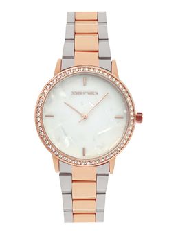 Joker and Witch - Joker & Witch Comet MOP Dial Rhinestone Dual Tone Metallic Link Strap Analog Womens Watch