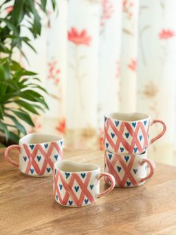 ExclusiveLane - Sweetheart Ceramic Handpainted Tea & Coffee Mugs (Pack of 4)