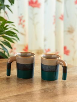 ExclusiveLane - Hand Galzed Two-Toned Glazed Ceramic Tea & Coffee Mugs (Pack of 2)