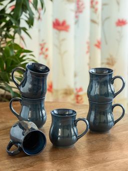 ExclusiveLane - Hand Galzed Belly Pot Ceramic Tea & Coffee Mugs (Pack of 5)