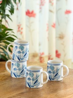 ExclusiveLane - Handcrafted Floral Bliss Ceramic Tea & Coffee Mugs (Pack of 4)