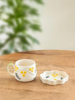 ExclusiveLane - Spring Blossom Ceramic Coffee or Tea Cup & Saucer