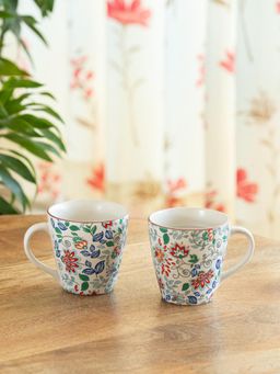 ExclusiveLane - Handcrafted Spring Garden Ceramic Tea & Coffee Mugs (Pack of 2)