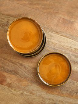 ExclusiveLane - Hand Glazed 'Forest Canopy' Ceramic Quarter Plates (Pack of 4)