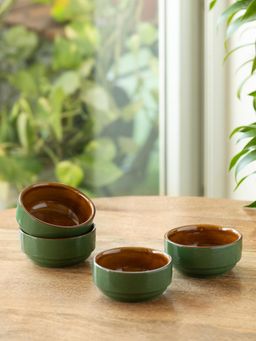 ExclusiveLane - Forest Canopy Ceramic Dinner Bowls or Katoris (Pack of 4)