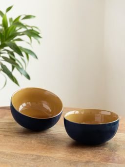 ExclusiveLane - Mariana Blues' Ceramic Serving Snack Bowls (Pack of 2)