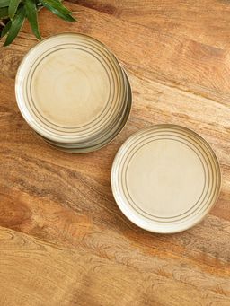 ExclusiveLane - Hand Glazed 'Wheat Serenity' Porcelain Dinner Plates (Set of 4)