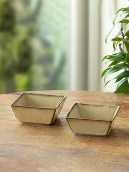 ExclusiveLane - Wheat Serenity' Porcelain Serving Snack Bowls (Pack of 2)