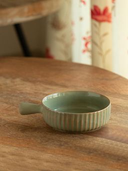 ExclusiveLane - Microwave Safe 'Sage Serenity' Porcelain Serving Snack Bowl