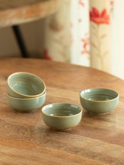 ExclusiveLane - Sage Serenity' Porcelain Dinner Bowls (Pack of 4)