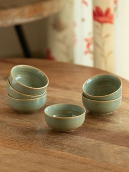 ExclusiveLane - Sage Serenity' Porcelain Dinner Bowls (Pack of 6)
