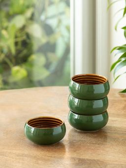 ExclusiveLane - Forest Canopy Ceramic Dinner Bowls or Katoris (Pack of 4)