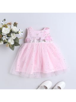 Many Frocks - Girls Pink Net Flower Baby Party Dress