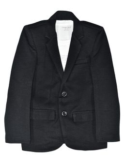 CHARCHIT - Boys Black Regular Fit Textured Blazer & T-Shirt