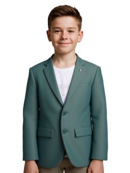 CAVIO - Boys Green Regular Fit Solid Blazer & T-Shirt