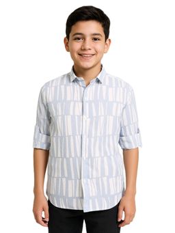 CHARCHIT - Boys Grey Cotton Full Sleeves Printed Shirt