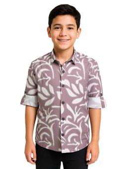 CHARCHIT - Boys Pink Cotton Full Sleeves Printed Shirt