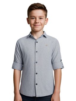 CHARCHIT - Boys Grey Full Sleeves Textured Shirt