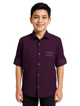 CAVIO - Boys Purple Full Sleeves Embroidered Shirt