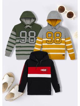 3PIN - Boys Multi-Color Cotton Printed Pull On Hoodies (Pack of 3)