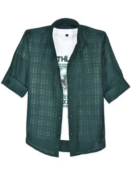 CHARCHIT - Boys Green Full Sleeves Self Design Shirt & T-shirt