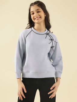 Lil Tomatoes - Girls Blue Cotton Fleece Knit Winter Sweatshirt