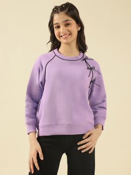 Lil Tomatoes - Girls Purple Cotton Fleece Knit Winter Sweatshirt