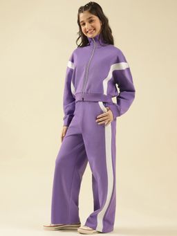 Lil Tomatoes - Girls Lavender Cotton Fleece Knit Full Sleeve Track Suit