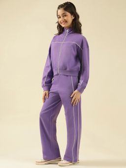 Lil Tomatoes - Girls Lavender Cotton Fleece Knit Full Sleeve Track Suit