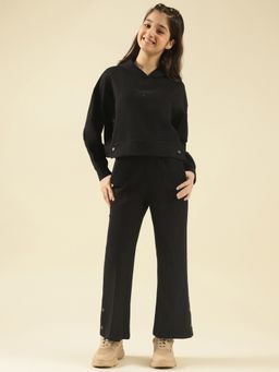 Lil Tomatoes - Girls Black Cotton Looper Knit Full Sleeve Track Suit