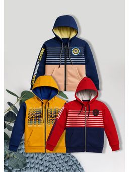3PIN - Boys Multi-Color Front Zip Closure Hoodies (Pack of 3)