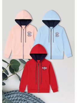 3PIN - Boys Multi-Color Solid Zip Up Hoodies (Pack of 3)
