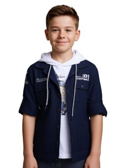 CAVIO - Boys Navy Blue Full Sleeves Screen Shirt & T-shirt