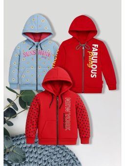 3PIN - Boys Multi-Color Cotton Front Zip Closure Hoodies (Pack of 3)