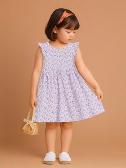 Kidbea - Girls Cotton Lavender Floral Dress