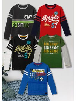 3PIN - Boys Multi-Color Pure Cotton Printed T-shirts (Pack of 5)