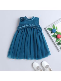 Many Frocks - Girls Teal Sleeveless Baby Party Dress