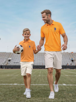 U.S. POLO ASSN. - Boys Orange Numeric Applique Pique Polo T-Shirt