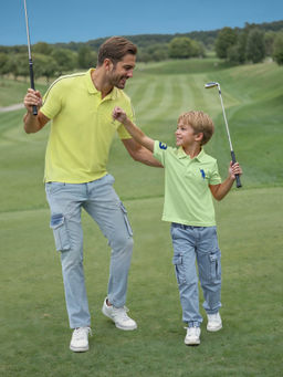 U.S. POLO ASSN. - Boys Green Ribbed Collar Pique Polo T-Shirt