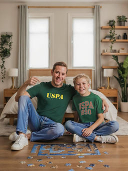 U.S. POLO ASSN. - Boys Brand Green Print Cotton T-Shirt