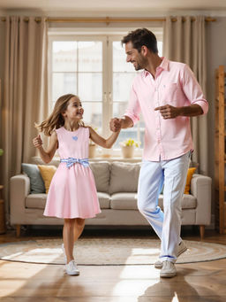 U.S. POLO ASSN. - Girls Pink Belted Fit and Flare Dress with Belt