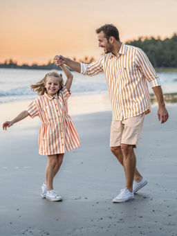 U.S. POLO ASSN. - Girls Vertical Striped Shirt Dress