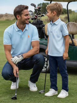 U.S. POLO ASSN. - Boys Blue Cotton Collar Neck Polo T-Shirt