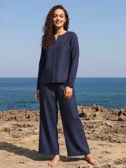 AOBA - Women Mandarin Collar Shirt With Trousers Co-ords